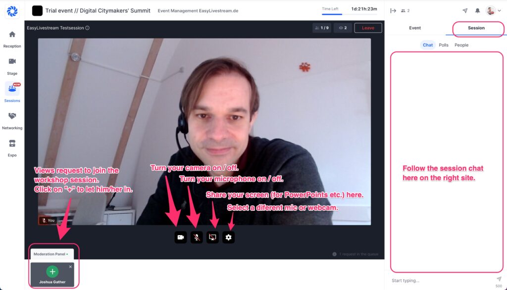 Hopin moderation interface
